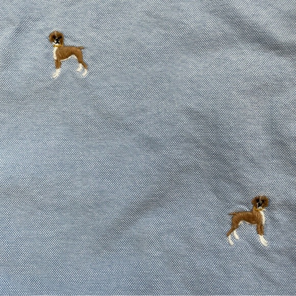 Janie and Jack Embroidered Boxer Dog Long Sleeve Oxford Button Up Size 5 - Picture 5 of 9